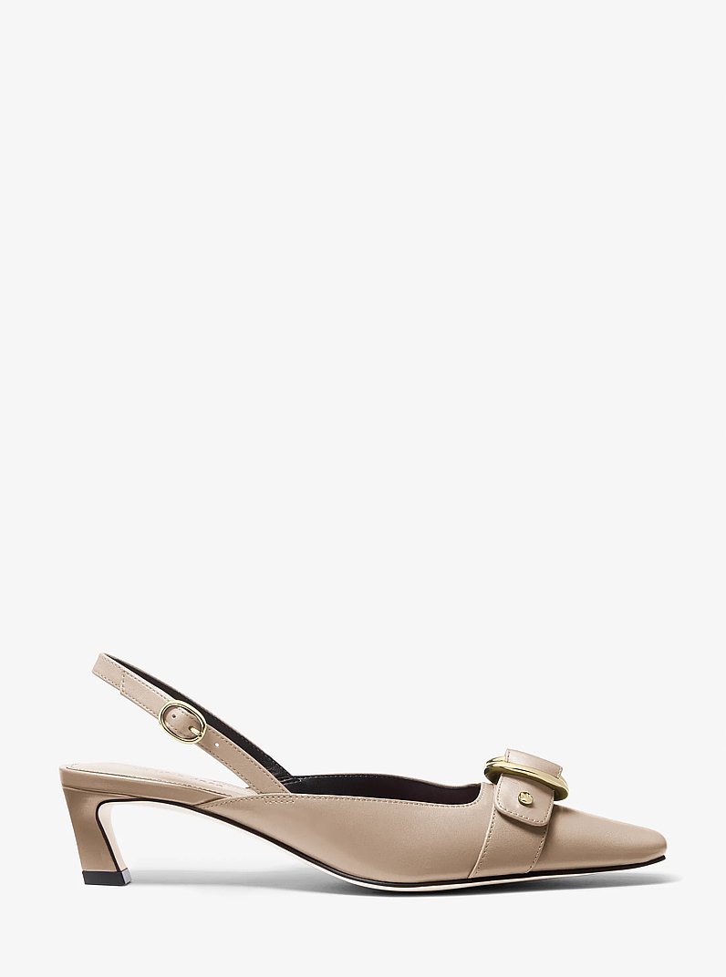 Jaden Leather Slingback Kitten Pump in BIRCH | Michael Kors