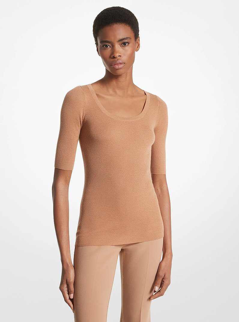 Cashmere Three-Quarter Sleeve Sweater