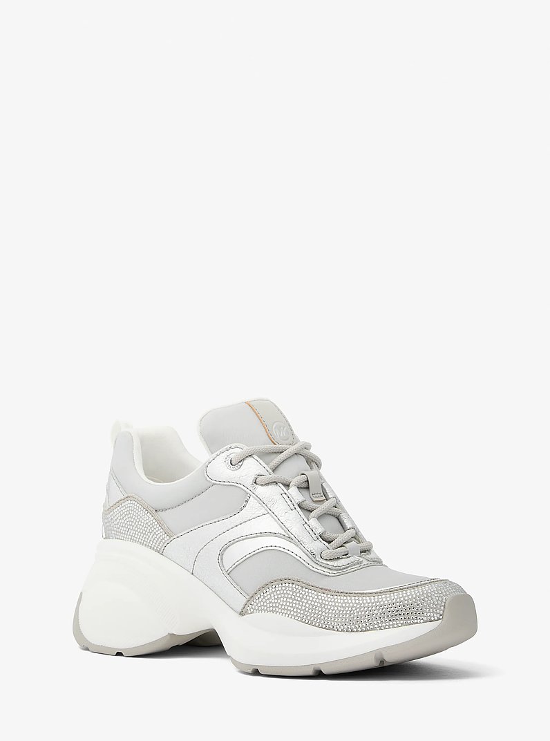 Kaia Mixed-Media Trainer in SILVER MULTI | Michael Kors