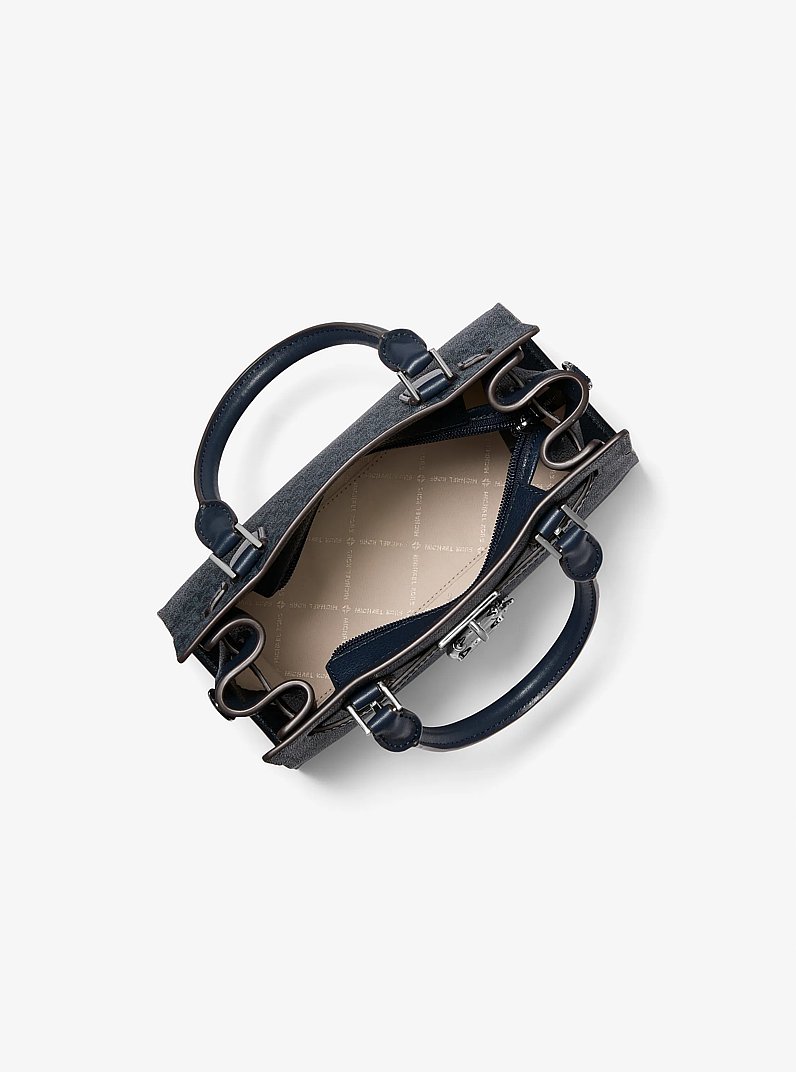 Hamilton Small Signature Logo Satchel in NAVY | Michael Kors
