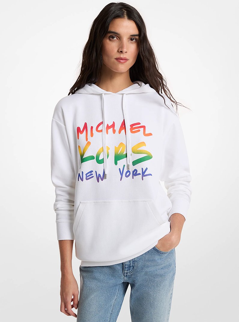 PRIDE Logo Cotton Blend Hoodie in WHITE | Michael Kors