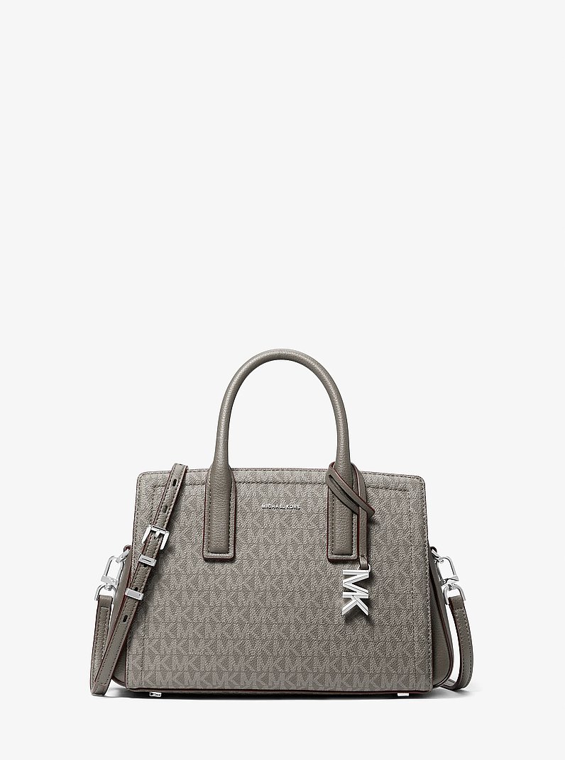 Laila Small Signature Logo Satchel in HEATHER GREY | Michael Kors