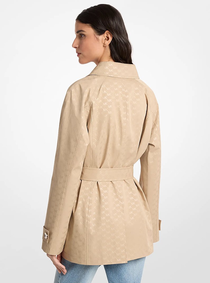 Cropped Logo Print Woven Trench Coat in KHAKI | Michael Kors