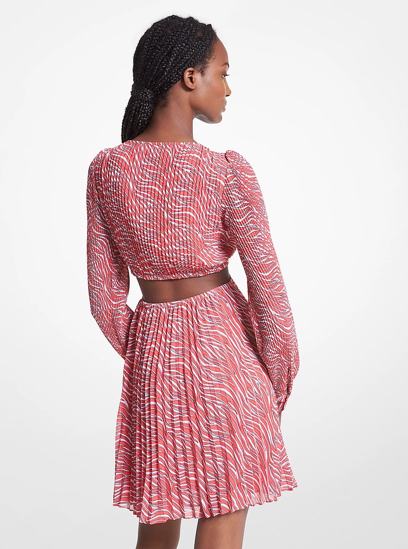 Vestido con aberturas de georgette con estampado de cebra in GERANIO | Michael Kors