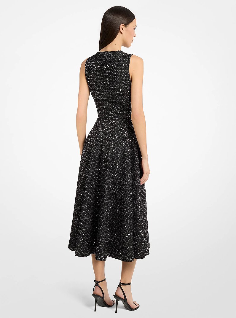 Sequined Denim Tweed Dress in BLACK/SILVER | Michael Kors