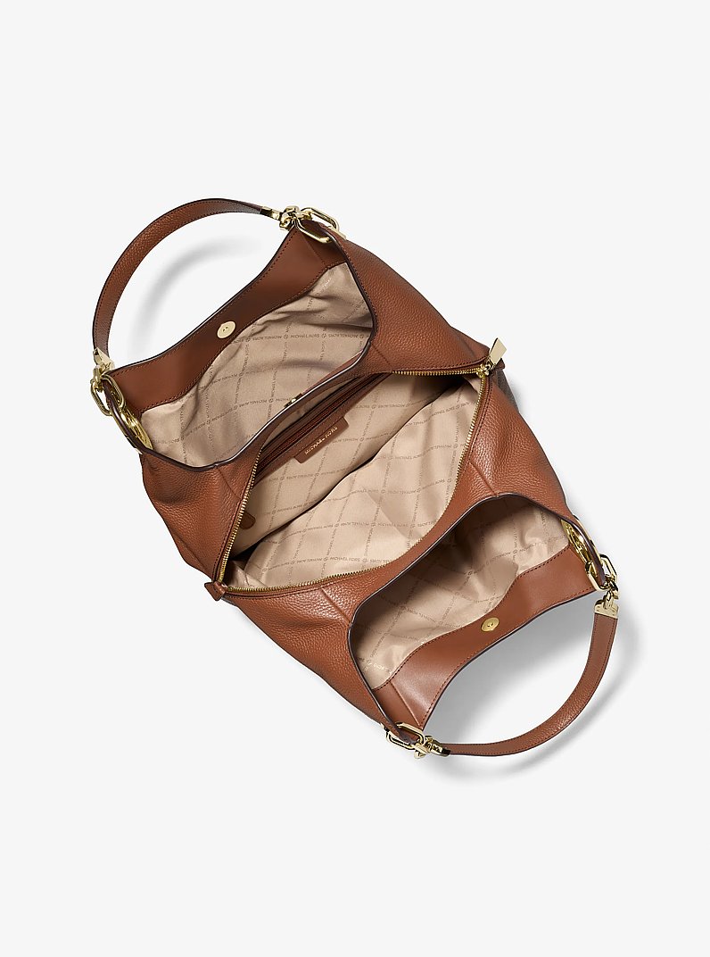 Lillie Large Pebbled Leather Shoulder Bag in LUGGAGE | Michael Kors