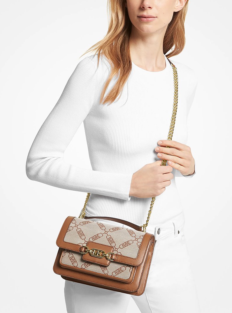 Heather Large Empire Logo Jacquard Shoulder Bag