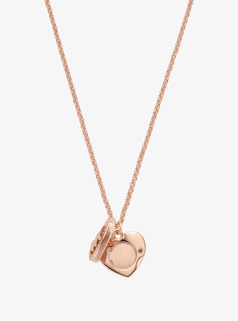 Pav&eacute; Heart Locket Necklace in ROSE GOLD | Michael Kors