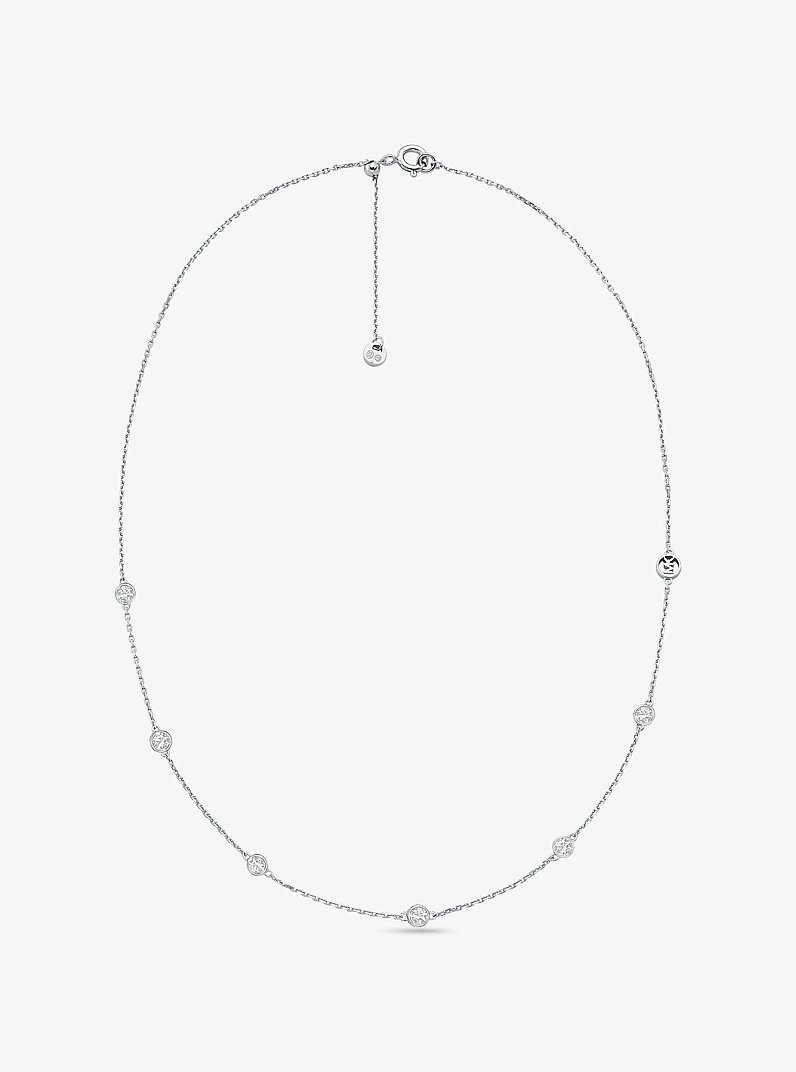 Precious Metal-Plated Sterling Silver Cubic Zirconia Necklace in SILVER | Michael Kors