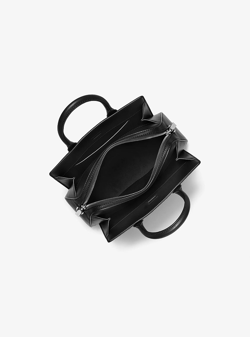 Laila Small Metallic Signature Logo Satchel in BLACK - Sale
