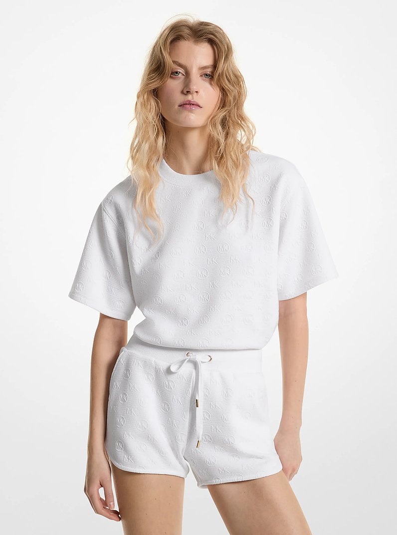 Logo Jacquard Knit Shorts in WHITE | Michael Kors