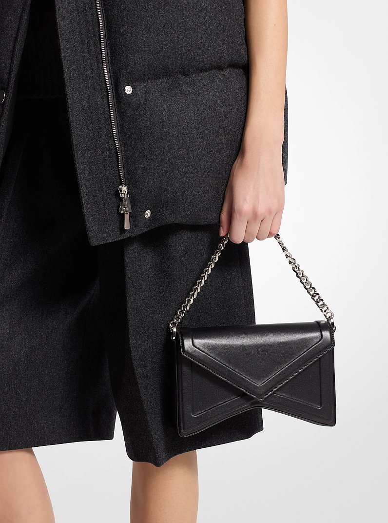 Manhatta Leather Shoulder Bag in BLACK | Michael Kors