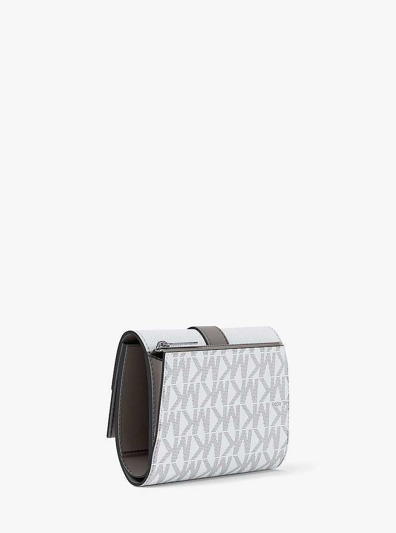 Greenwich Medium Signature Logo Trifold Wallet in OPTIC WHITE | Michael Kors