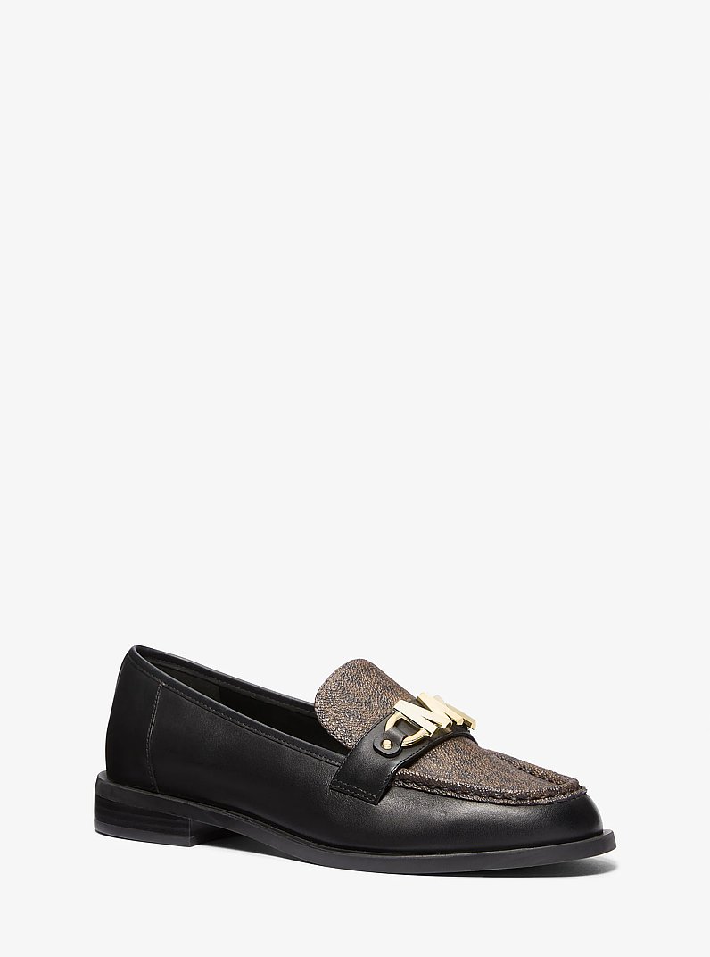 Loafer Tiegan aus Leder und Logostoff