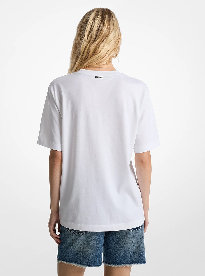 Logo Embossed Cotton T-Shirt in WHITE | Michael Kors