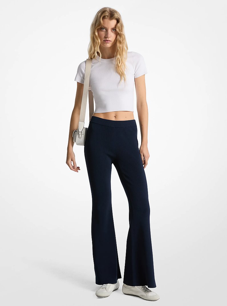 Leggings acampanados en punto el&aacute;stico acanalado in MIDNIGHTBLUE | Michael Kors
