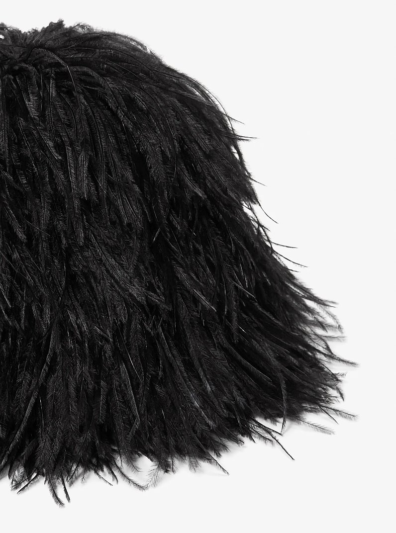 Hand-Embroidered Ostritch Plume Bucket Hat in BLACK | Michael Kors