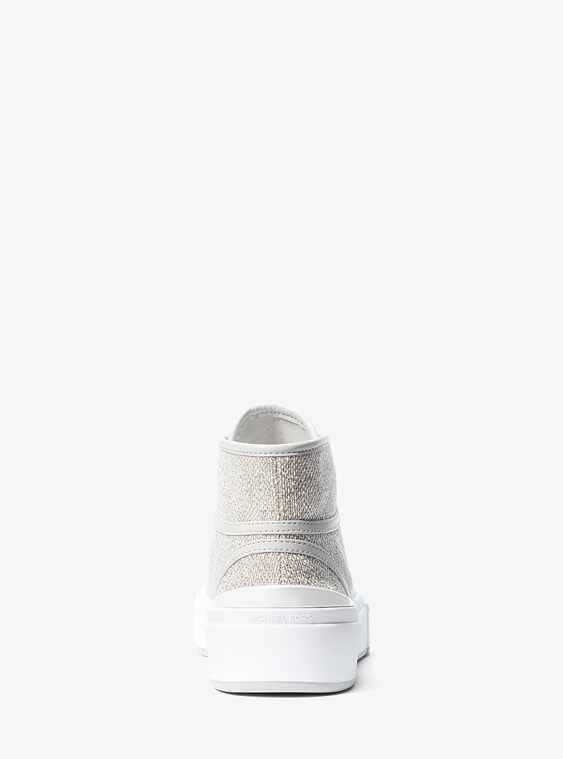 Jude Cotton Blend High-Top Sneaker in SILVER | Michael Kors