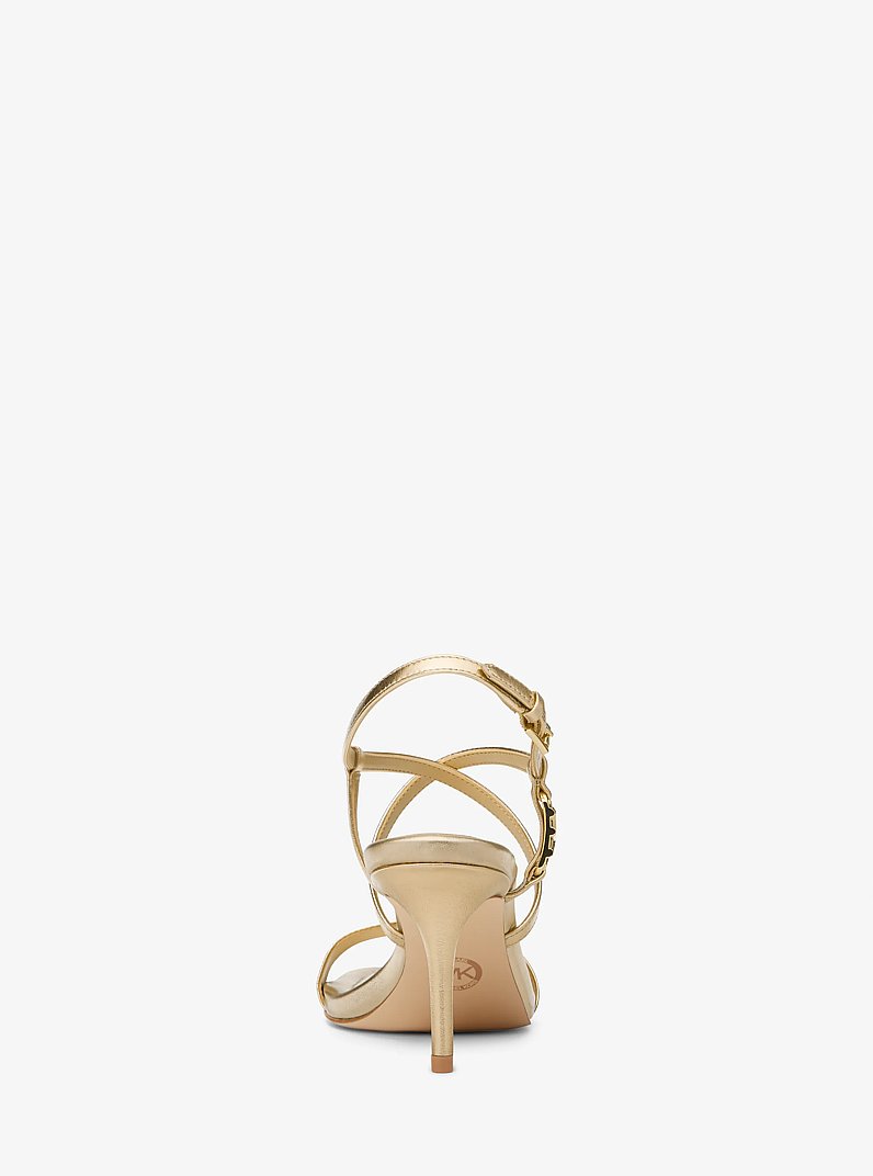 Veronica Metallic Leather Sandal in PALE GOLD | Michael Kors