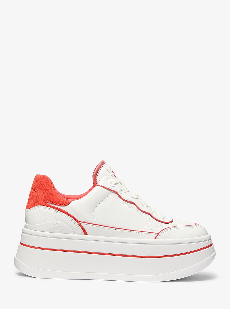 Sneaker Hayes van tweekleurig leer met plateauzool in GEBRAND SIENNA | Michael Kors