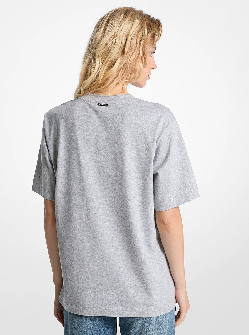 Logo Embossed Cotton T-Shirt in HEATHER GREY | Michael Kors