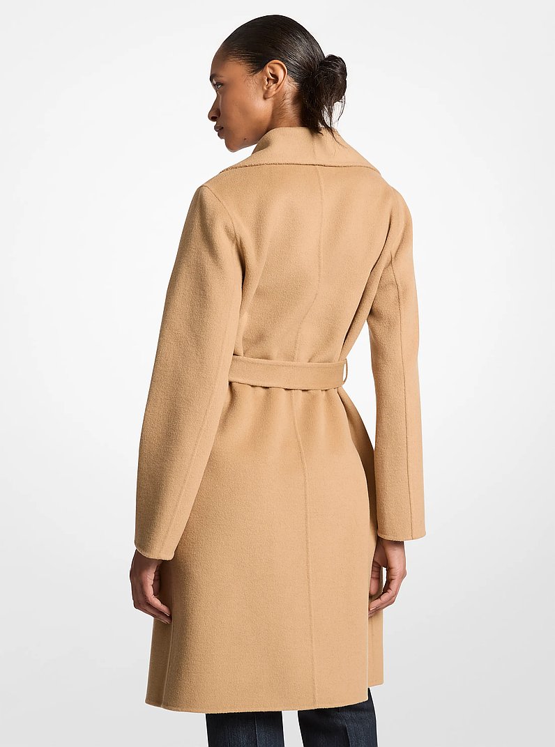 Wool Blend Wrap Coat in KHAKI | Michael Kors