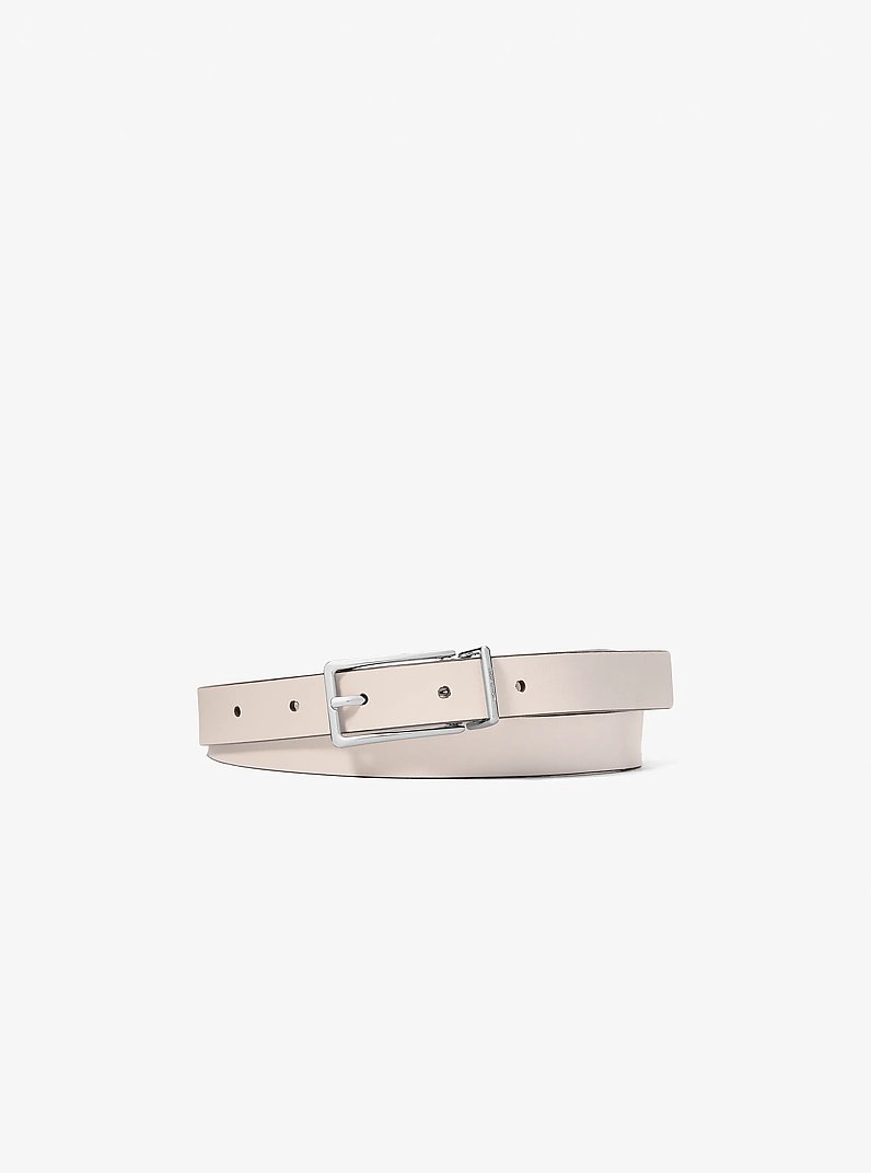 Ceinture r&eacute;versible en cuir et &agrave; logo Signature in VANILLE | Michael Kors