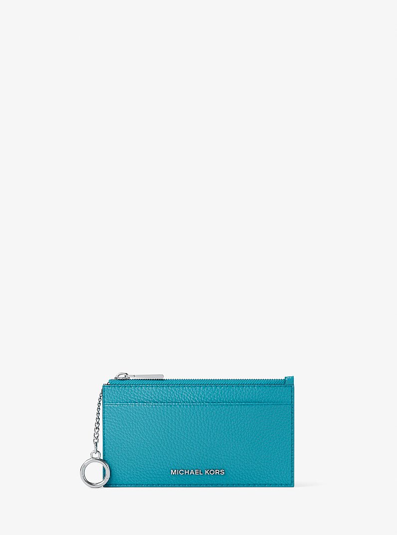 Jet Set Small Pebbled Leather Card Case in MILOS BLUE | Michael Kors