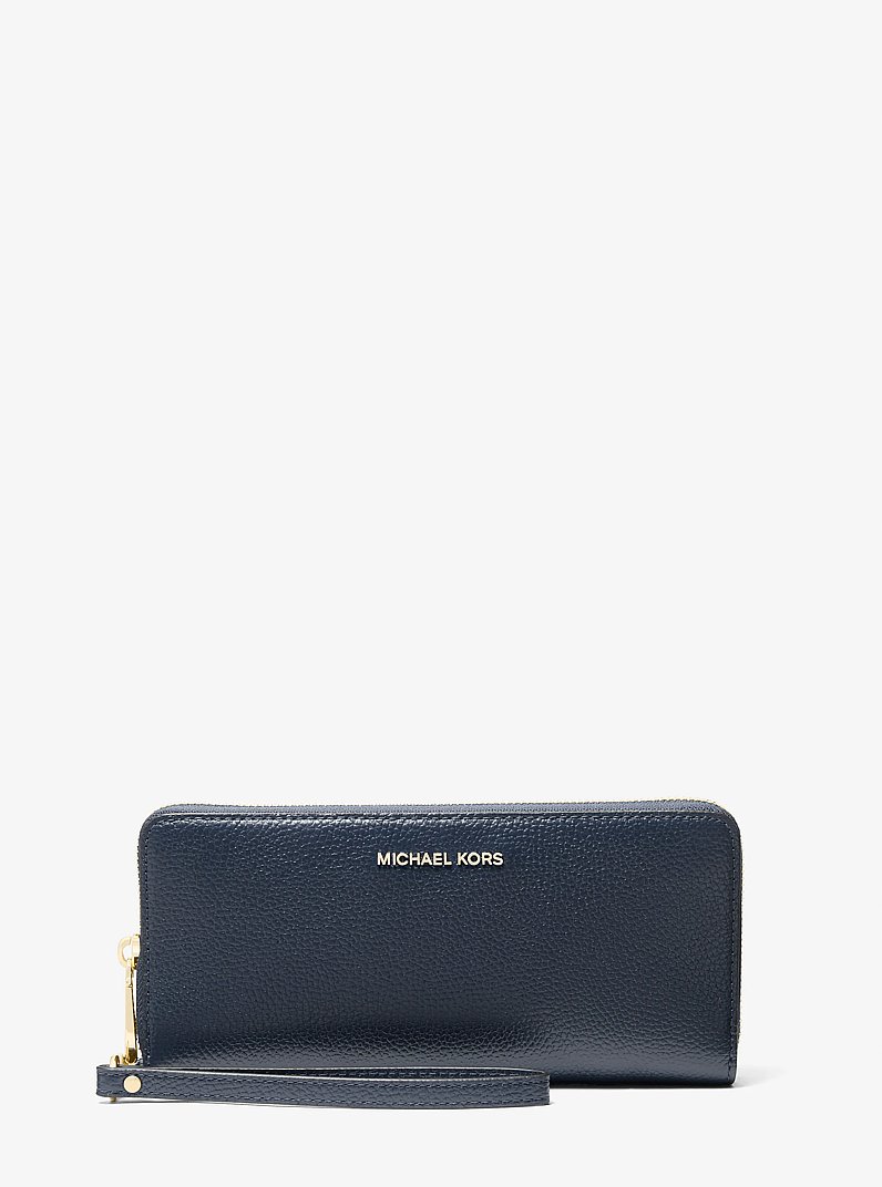 Cartera continental Jet Set Travel grande de piel granulada in AZUL MARINO | Michael Kors