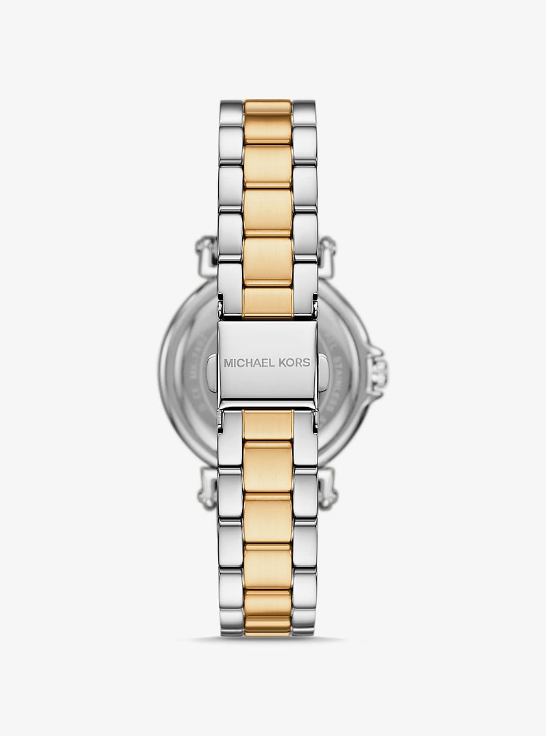 Mini Maren Pav&eacute; Two-Tone Watch in GOLD | Michael Kors
