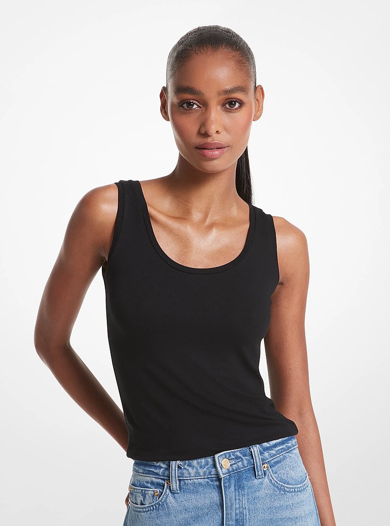 Stretch Jersey Tank Top in BLACK | Michael Kors