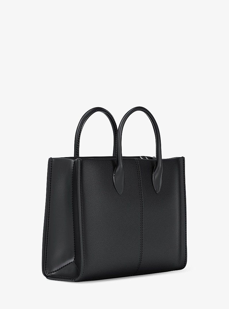 Mirella Medium Pebbled Leather Tote Bag in BLACK | Michael Kors