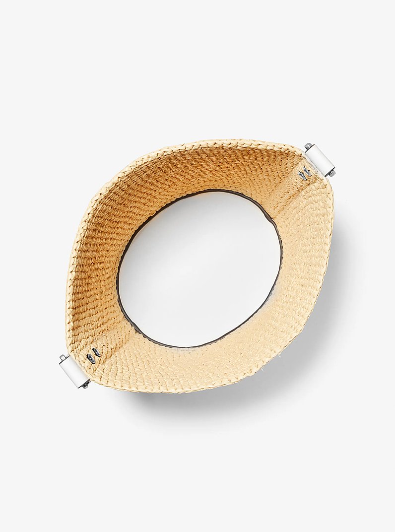 Townsend Medium Straw Bucket Messenger in NAT/OPTICWHT - Sale