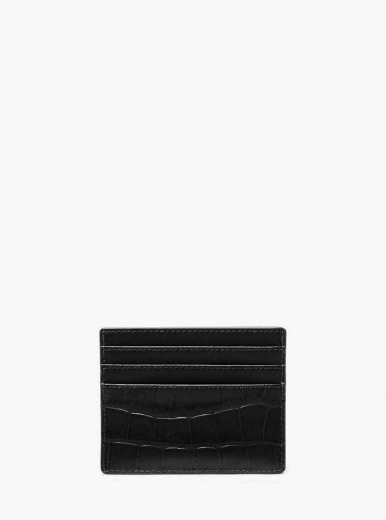Hudson Crocodile Embossed Leather Tall Card Case