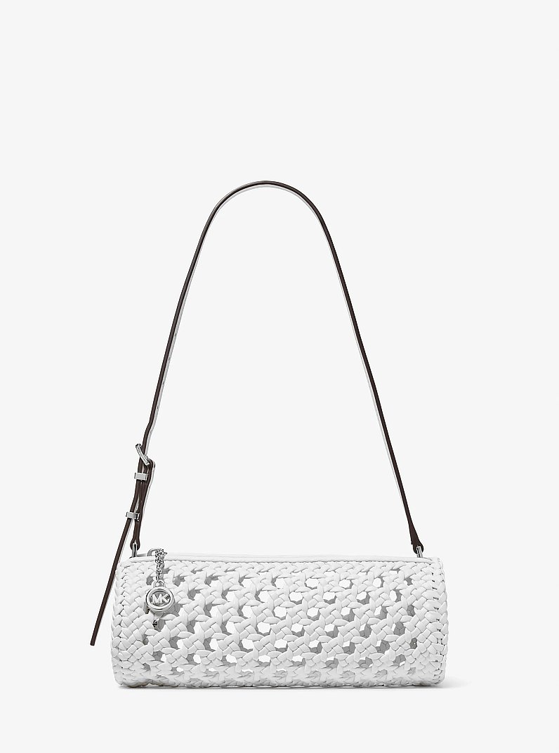 Zylindrische, geh&auml;kelte Pochette Izzy Small in OPTIC WHITE | Michael Kors