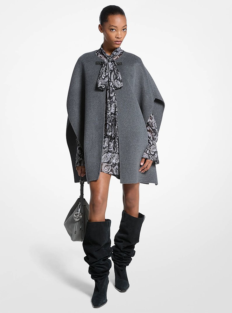 Double Face Wool Blend Cape in DERBY HEATHER | Michael Kors