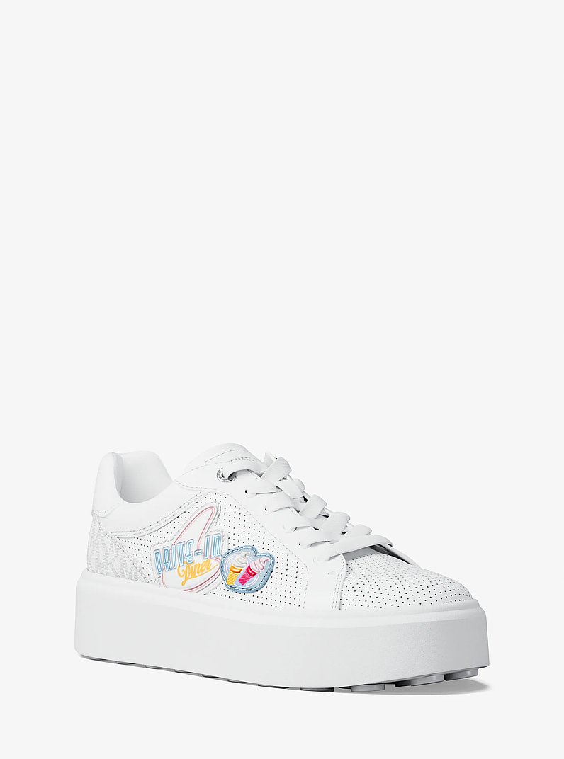 Romey Embellished Mixed-Media Sneaker in BRIGHT WHT | Michael Kors