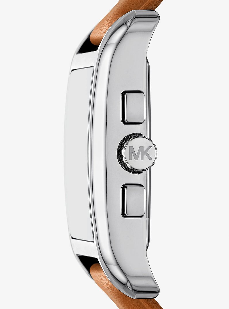 Monroe Silver-Tone and Leather Watch in SILVER | Michael Kors
