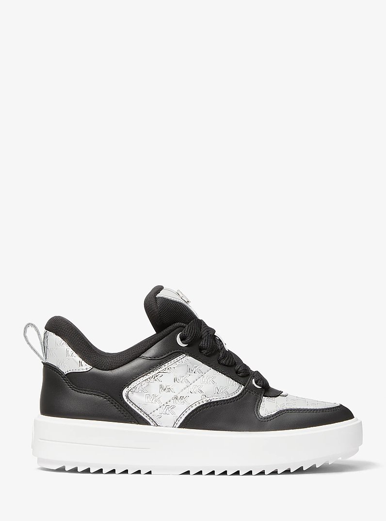 Zapatilla Rumi metalizada de piel con plataforma y logotipo en relieve in PLATEADO | Michael Kors