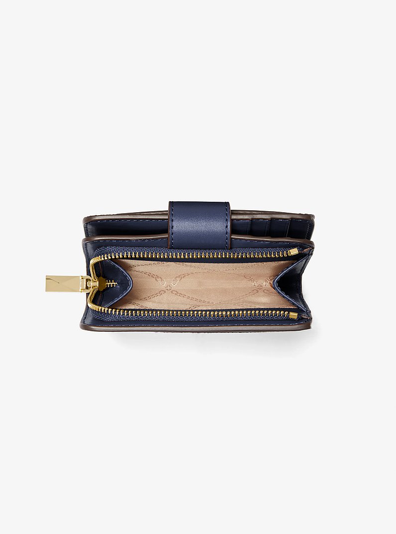 Petit portefeuille Mercer en cuir in BLEU MARINE | Michael Kors