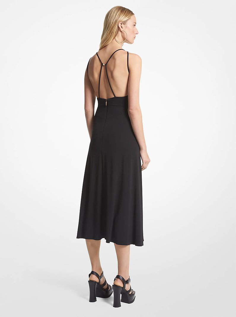 Matte Jersey Cutout Midi Dress in BLACK | Michael Kors