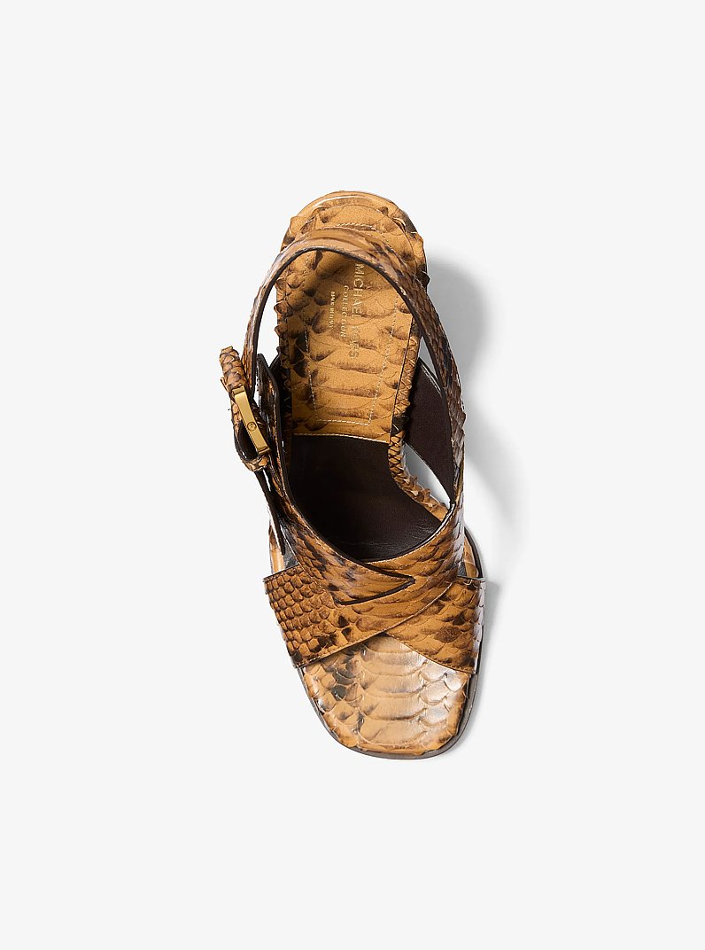 Jasmine Snake Embossed Leather Sandal in CAY&Uacute; | Michael Kors