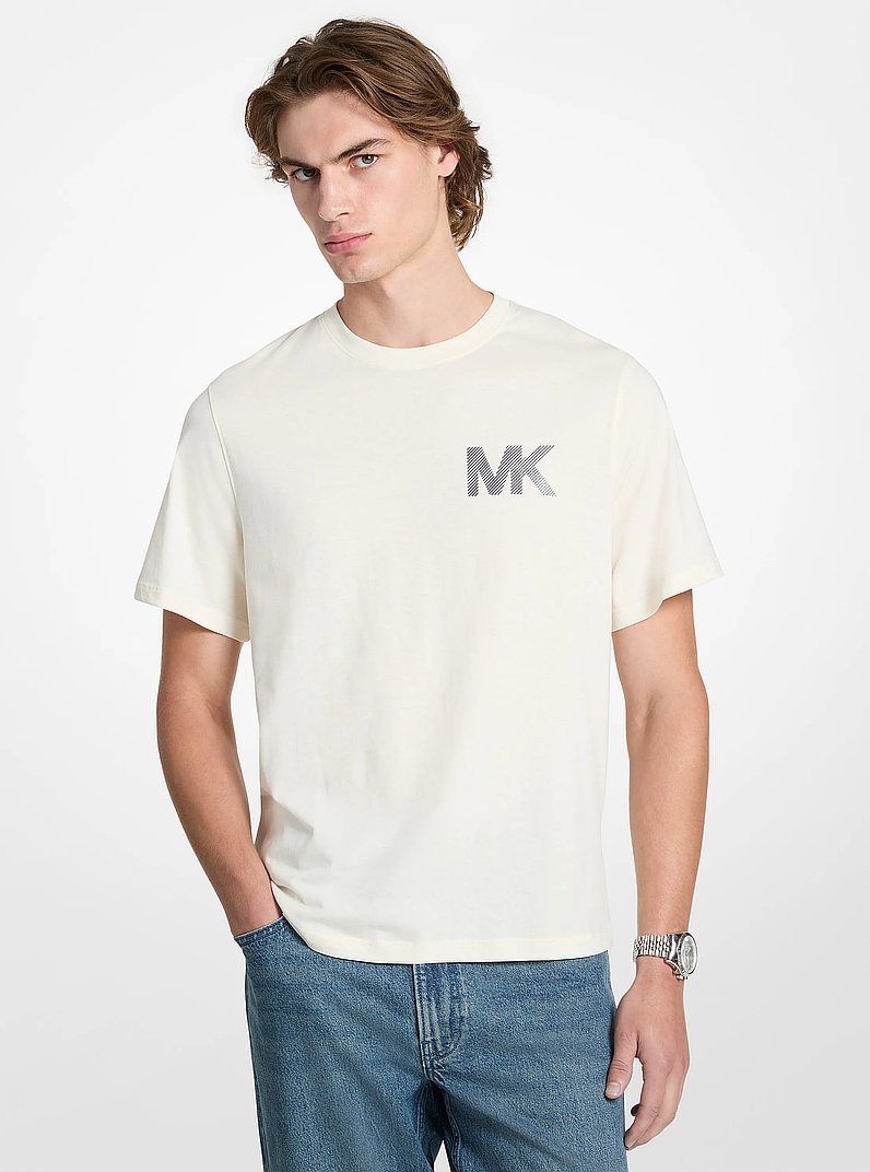 T-shirt in jersey di cotone con logo in OSSO | Michael Kors