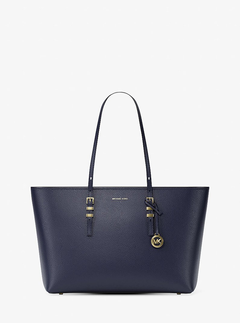 Quinn Large Pebbled Leather Tote Bag in DRESS BLUES | Michael Kors