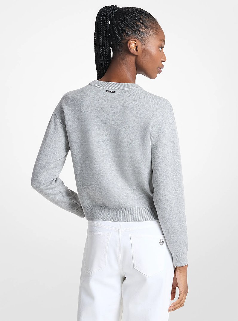 Chandail orn&eacute; en m&eacute;lange de coton &agrave; logo in GRIS PERLE | Michael Kors