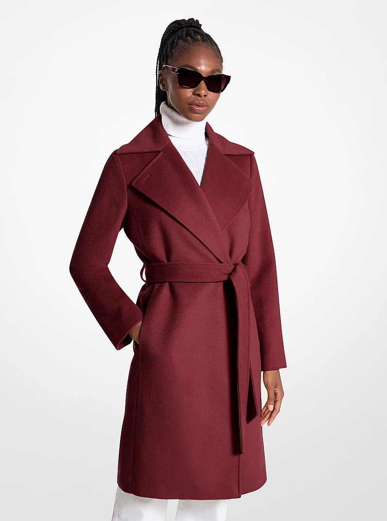Wool Blend Wrap Coat in MERLOT - Sale | Michael Kors Canada [CA]