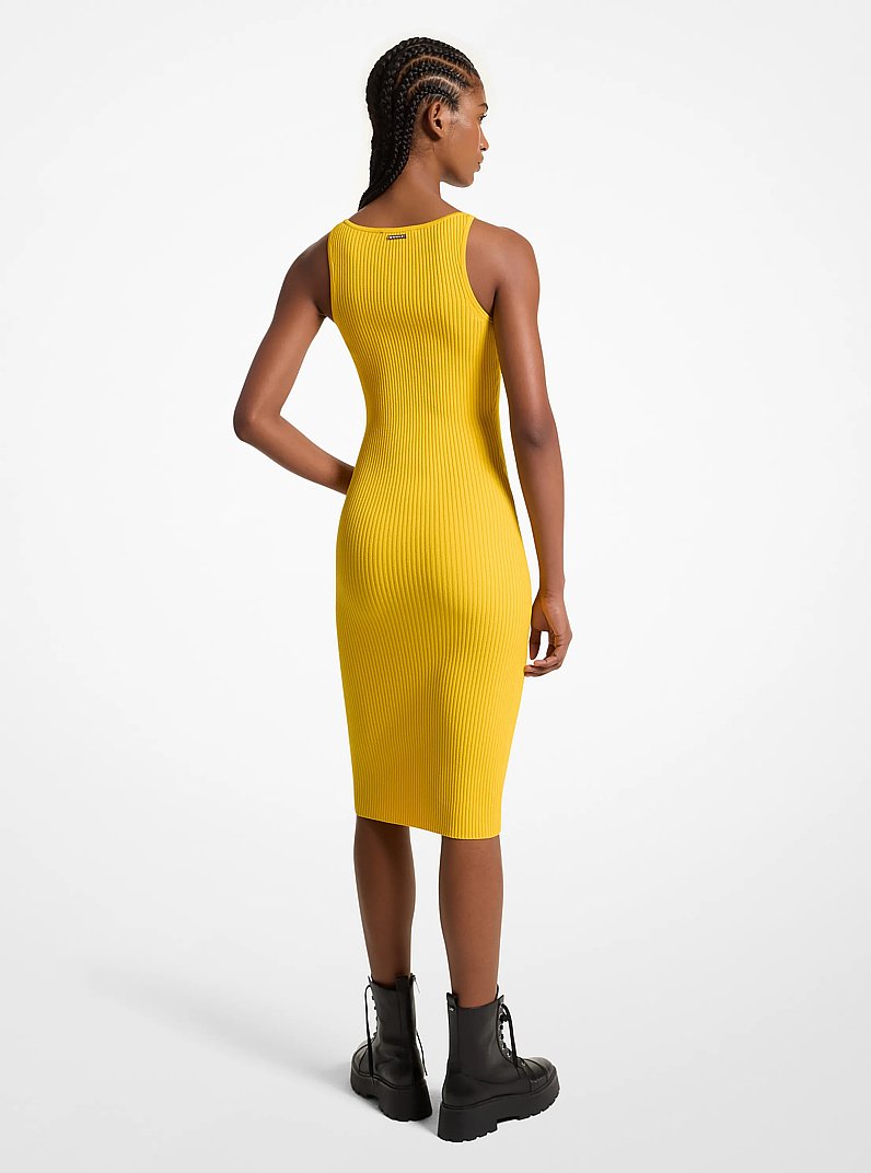 Ribbed Stretch Knit Midi Tank Dress in BRIGHT DANDELION | Michael Kors