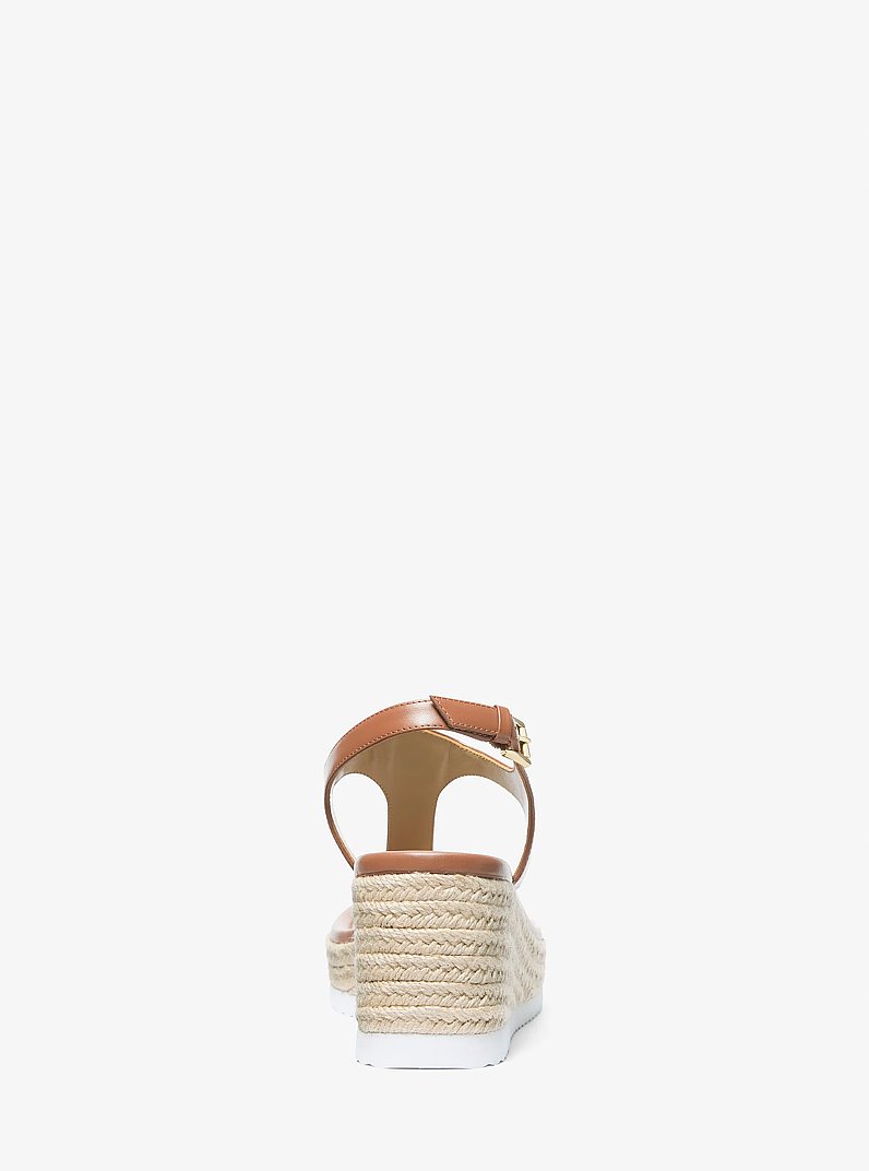 Sandale de plage &agrave; talon compens&eacute; Val en cuir in LUGGAGE | Michael Kors