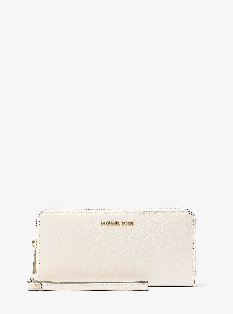 Grand portefeuille continental Jet Set Travel en cuir grain&eacute; in CR&Egrave;ME CLAIRE | Michael Kors