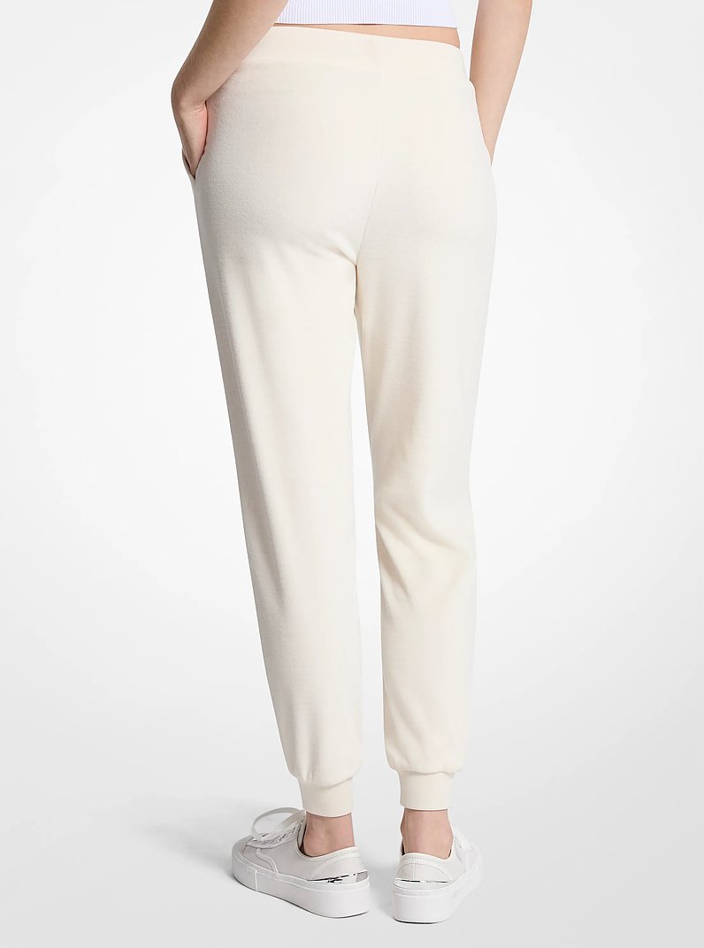 Embellished Logo Velour Joggers in BONE | Michael Kors